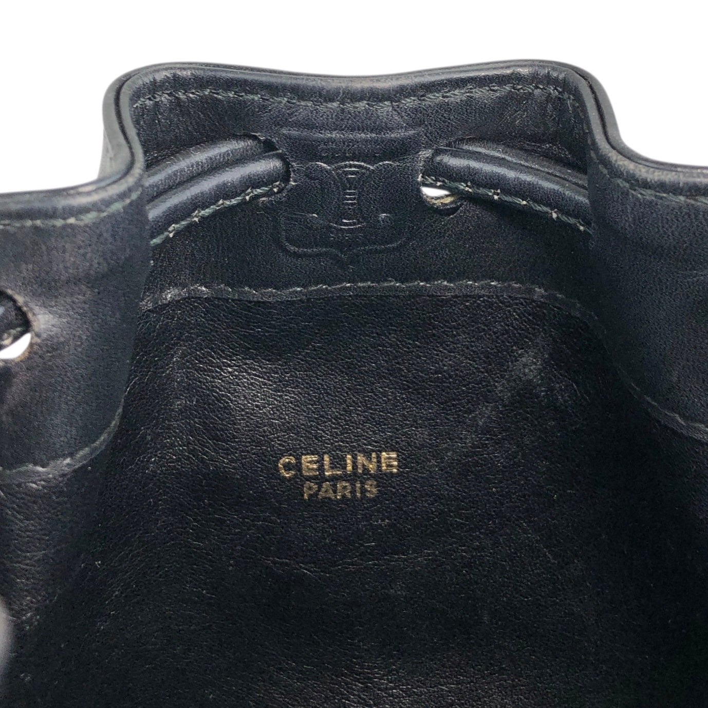 CELINE Drawstring Shoulder bag Black Vintage bp8mps