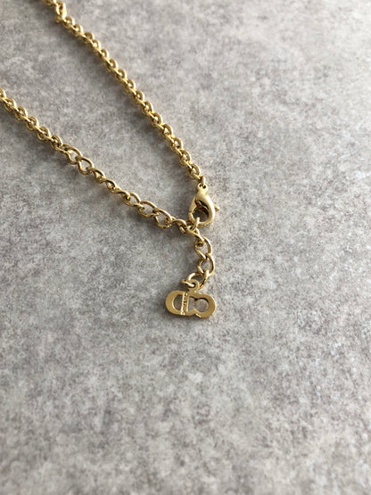 Christian Dior Logo Necklace Gold Vintage px6mfb