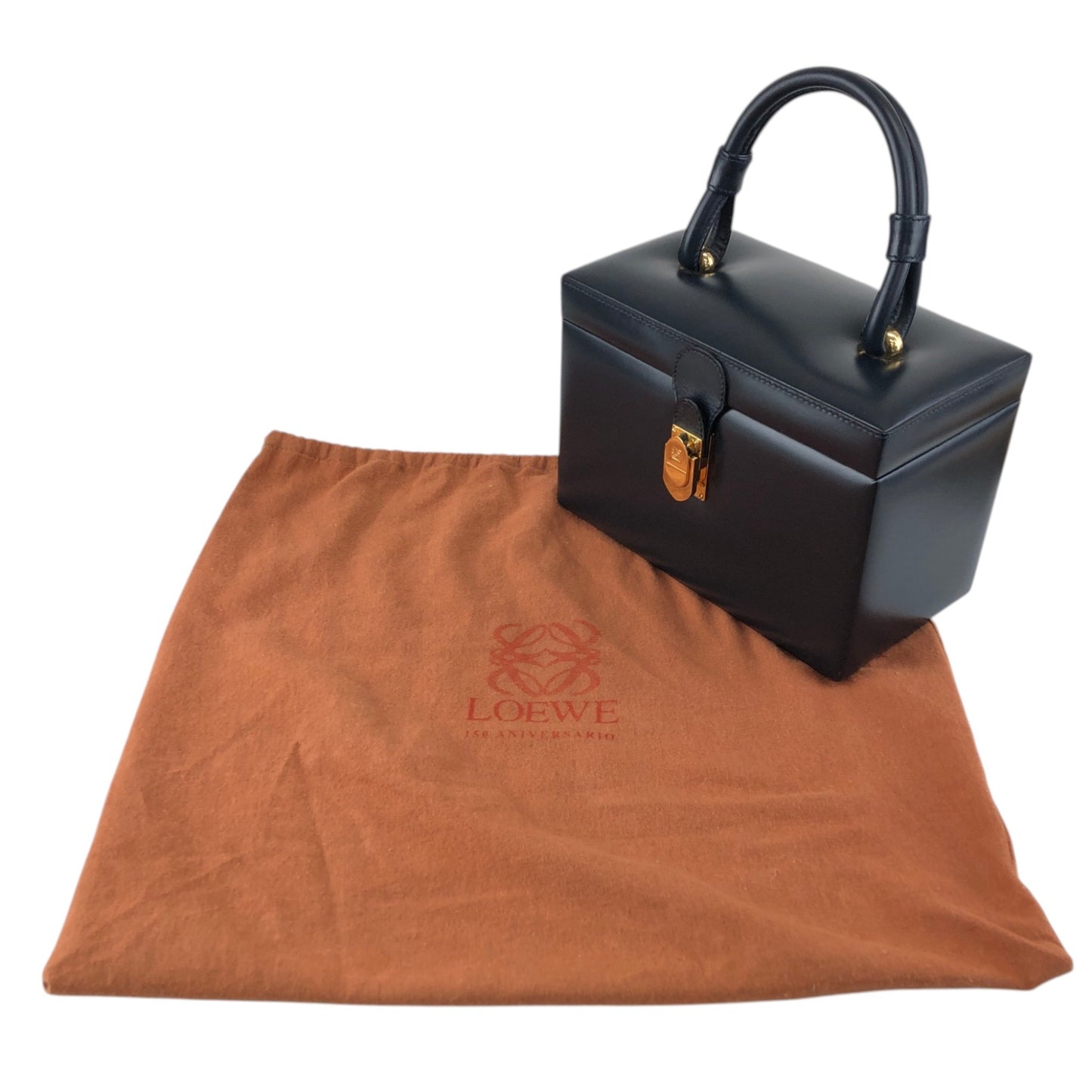 LOEWE Anagram Handbag Vanity bag Navy Vintage kwwgaf