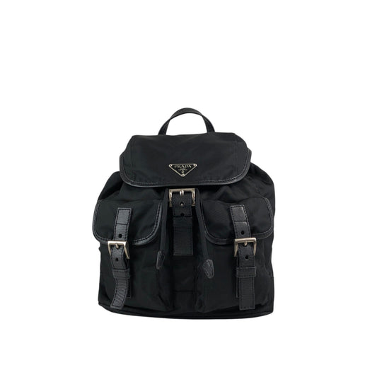 PRADA Tessuto Triangle Logo Backpack Black Vintage fvzrhr