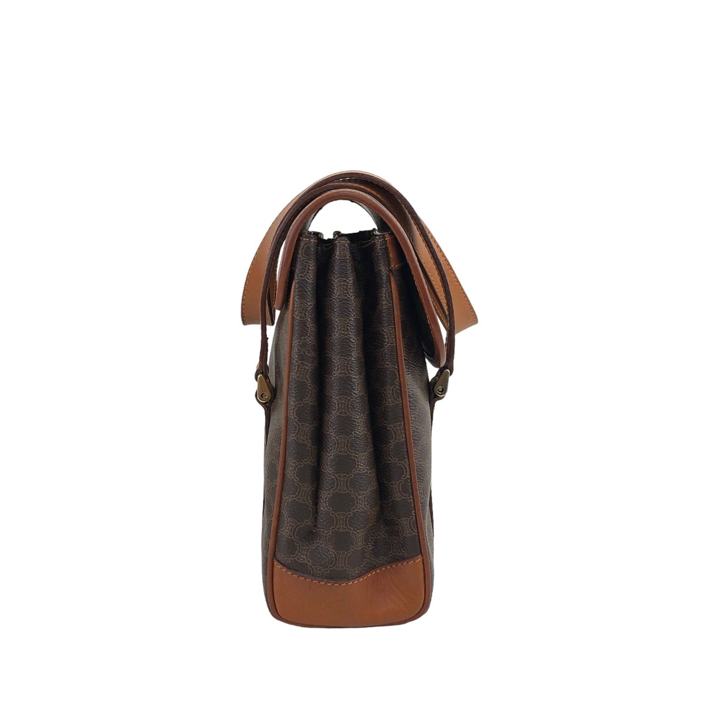 CELINE Macadam Triomphe  PVC Leather Handbag Totebag Brown Vintage ny3wvh