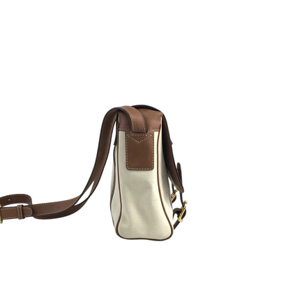 CELINE Blason Shoulder bag White×Brown Vintage ue3evj