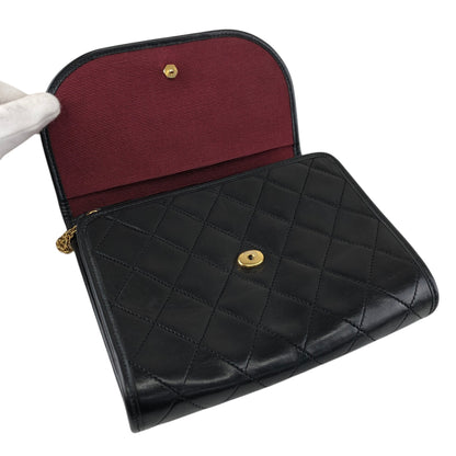 CHANEL Matelasse Coco Mark Chain Shoulder bag Black Vintage i2yavv