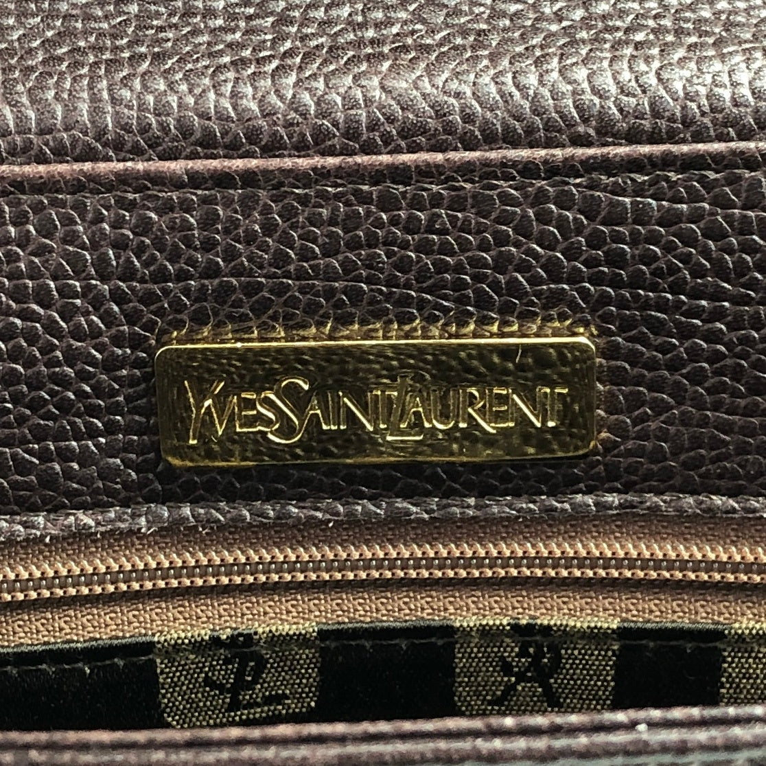 Yves Saint Laurent YSL Logo Shoulder bag Brown Vintage vr5ytd