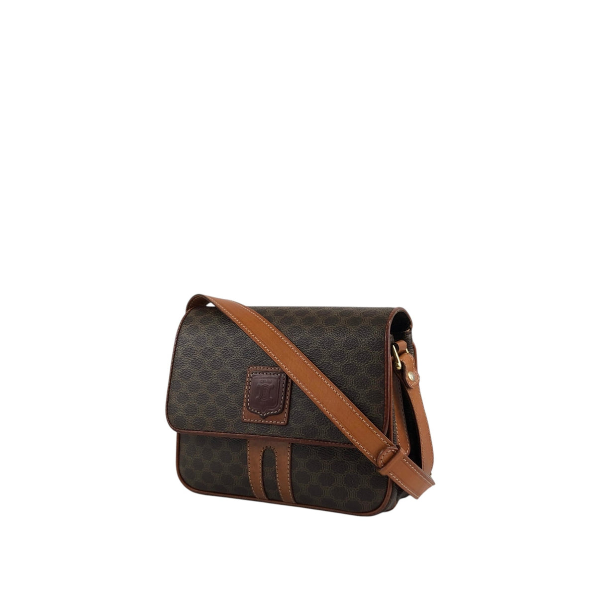 CELINE Macadam Blason Shoulder bag Brown Vintage z55y7s