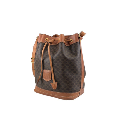 CELINE Macadam Blason Drawstring Shoulder bag Brown Vintage 2wtdcs
