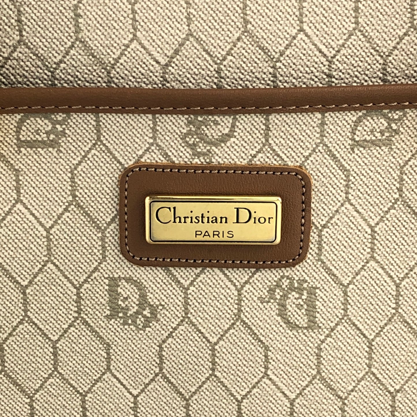 Christian Dior Honeycomb Pattern Handbag Beige Vintage r4yh5k