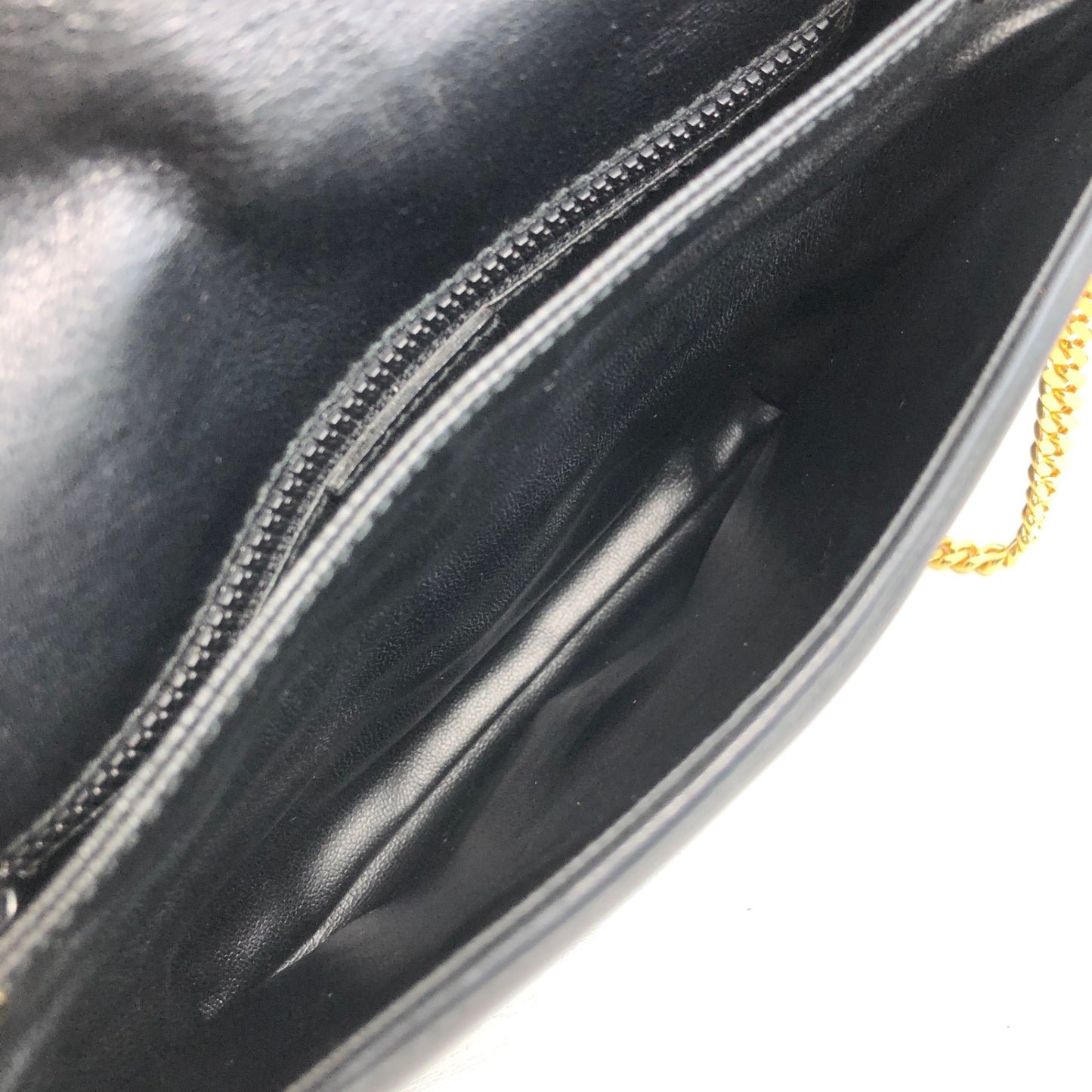 CELINE Triomphe Stitch Chain Shoulder bag Black Vintage 8u4mtc