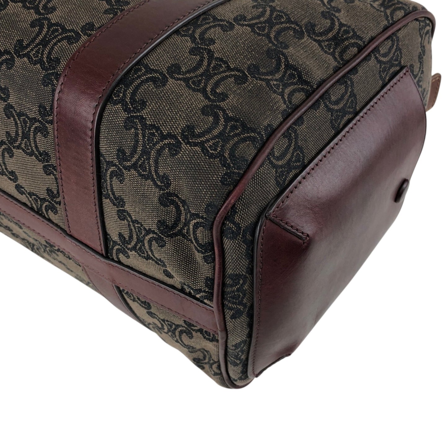 CELINE Blason Small Boston bag Handbag Gray Bordeaux Vintage iksjrc
