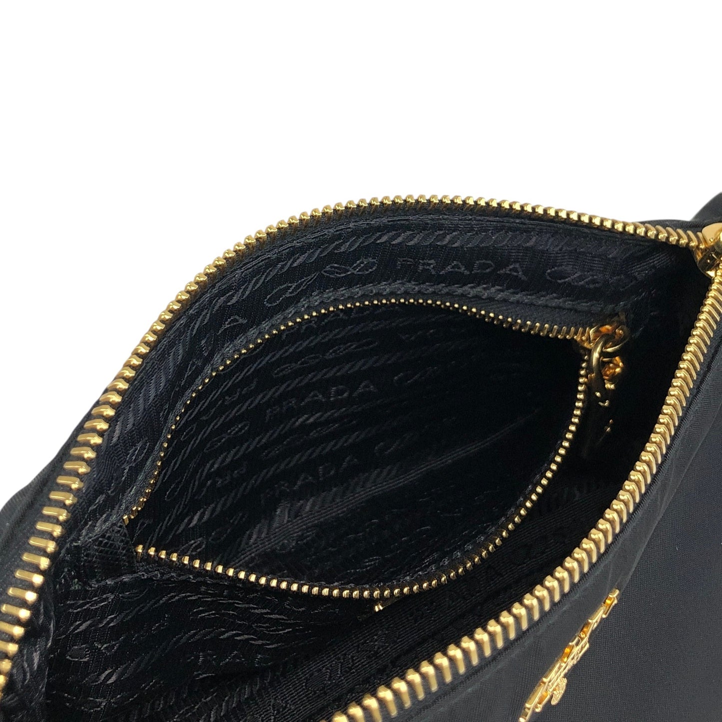 PRADA Logo  Small Handbag Pouch Black Vintage gnc6de