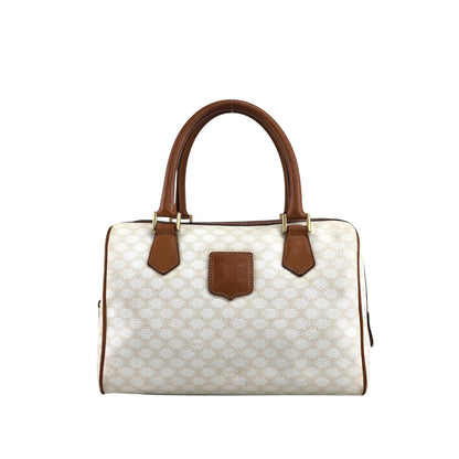 CELINE Macadam Blason Handbag Boston bag White Vintage ph8fuj