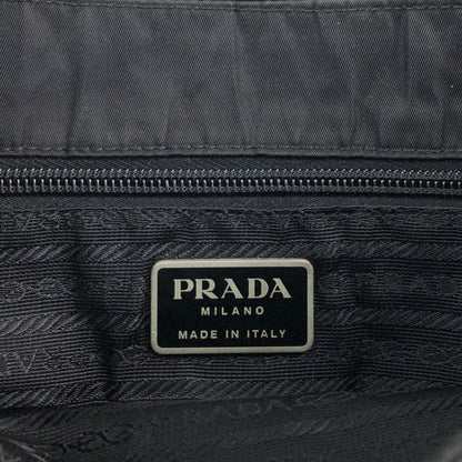 PRADA Tessuto Triangle Logo Front Buckle Shoulder bag Black Vintage dh6ap8