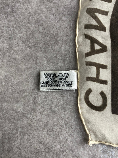 CHANEL Coco Mark Silk Scarf Brown Vintage 6hb3rf
