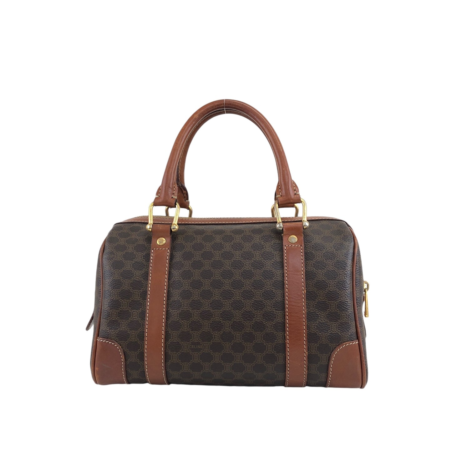 CELINE Macadam Blason Handbag Brown Vintage xiw3ui