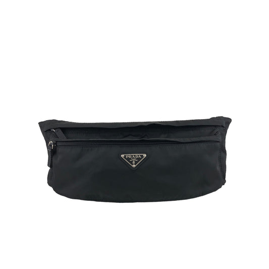 PRADA Triangle Logo Shoulder bag Black Vintage ajh6dy