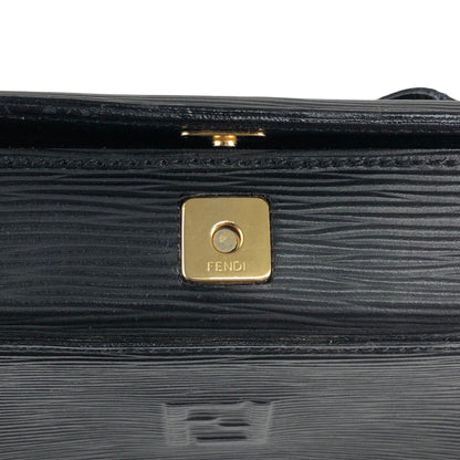FENDI Logo Embossed Shoulder bag Black Vintage asc2di