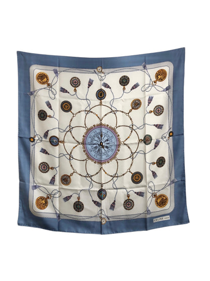 CELINE Scarf White×Navy Vintage ya8g83