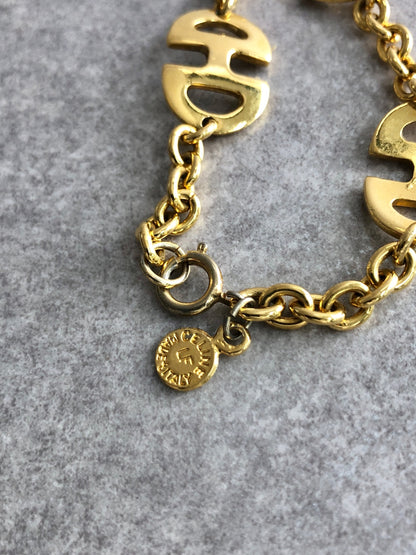 CELINE Horse Bit Bracelet Gold Vintage 2h688g