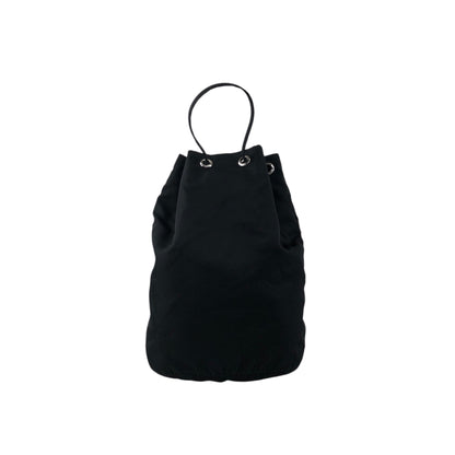 PRADA Tessuto Triangle Logo Drawstring Small Handbag Black Vintage 8t7zbv