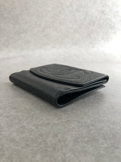 CHANEL Coco Mark Folded Wallet Black Vintage srpd6j