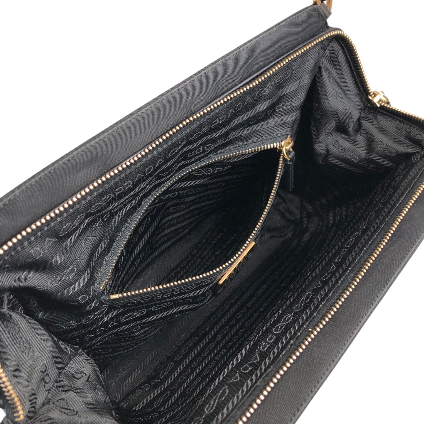 PRADA Tessuto Triangle Logo Handbag Black Vintage ahnen6
