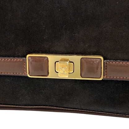 CELINE Blason Turn Lock Shoulder bag Brown Vintage j6d53x