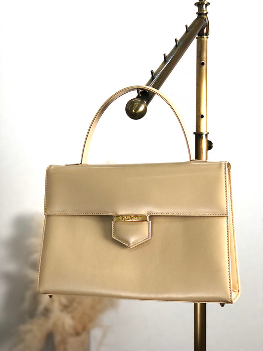 Yves Saint Laurent Logo Handbag Beige Vintage chnxpf