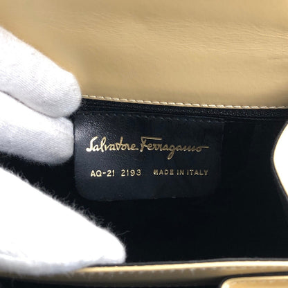 Salvatore Ferragamo Gancini Two-way Small Handbag Shoulder bag Beige Vintage xcu7ry