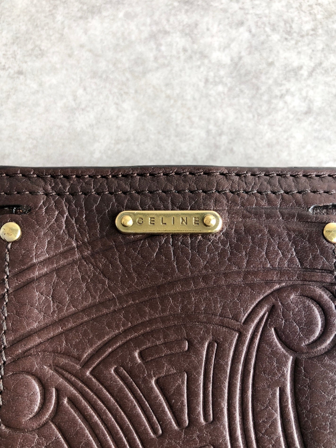 CELINE Blason Folded Wallet Brown Vintage b3irix