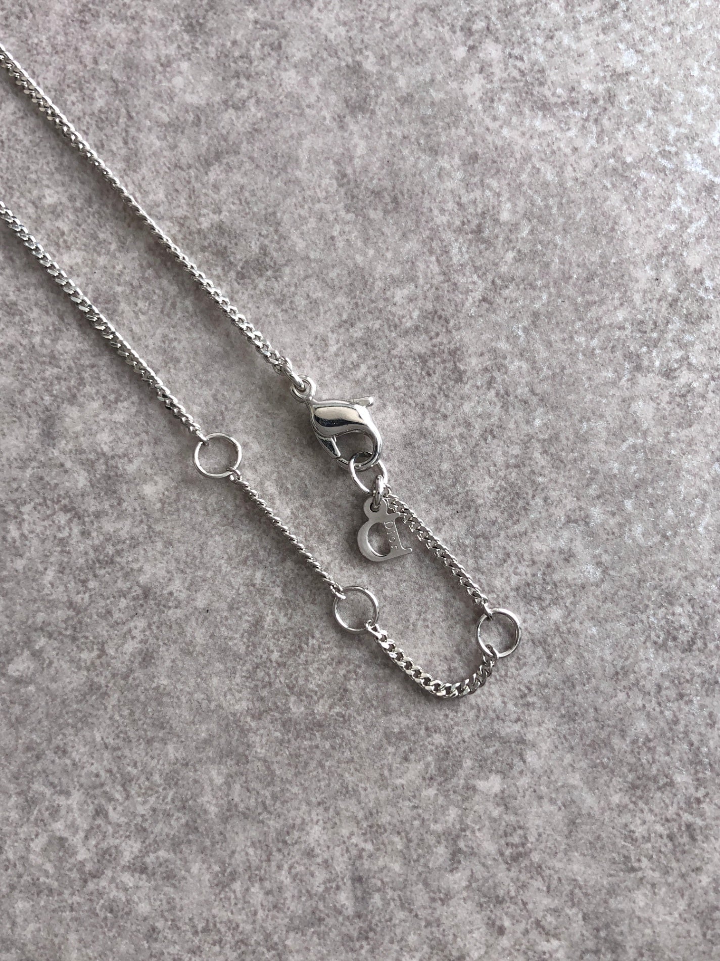 Christian Dior Logo Motif Necklace Silver Vintage 8rs4i7