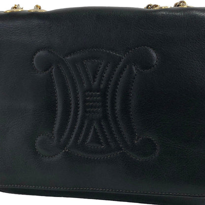 CELINE Triomphe Chain Shoulder bag Black Vintage 6v5znn