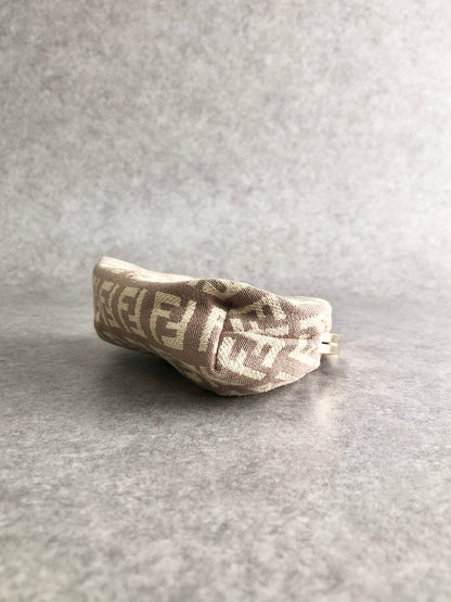 FENDI Zucca Logo Metal Clasp Coin Purse Brown Vintage vawx3g