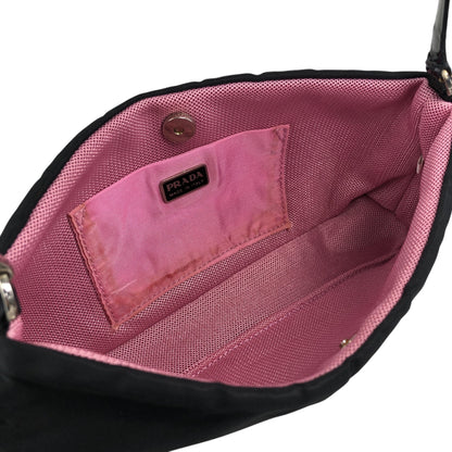 PRADA Tessuto Triangle Logo Shoulder bag Black Vintage 3nedhc
