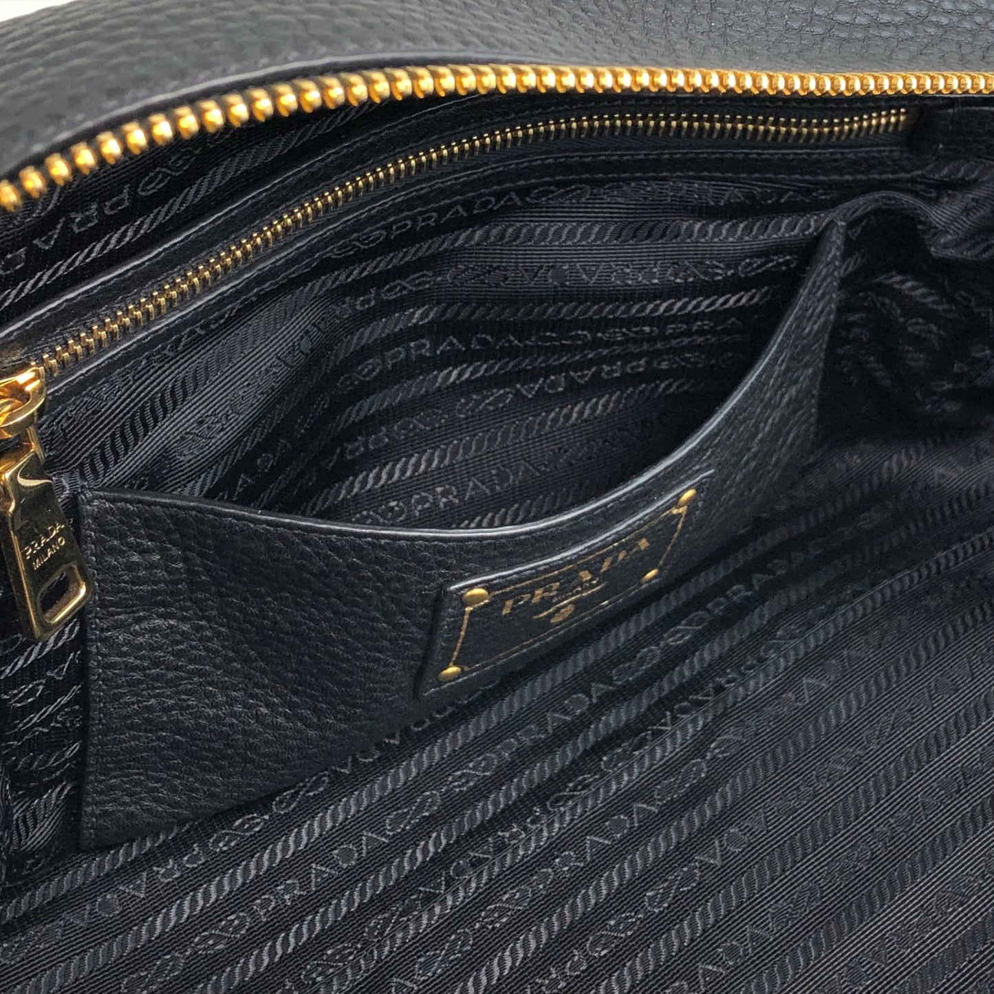 PRADA Logo Two-way Handbag Shoulder bag Black Vintage ws8uyb