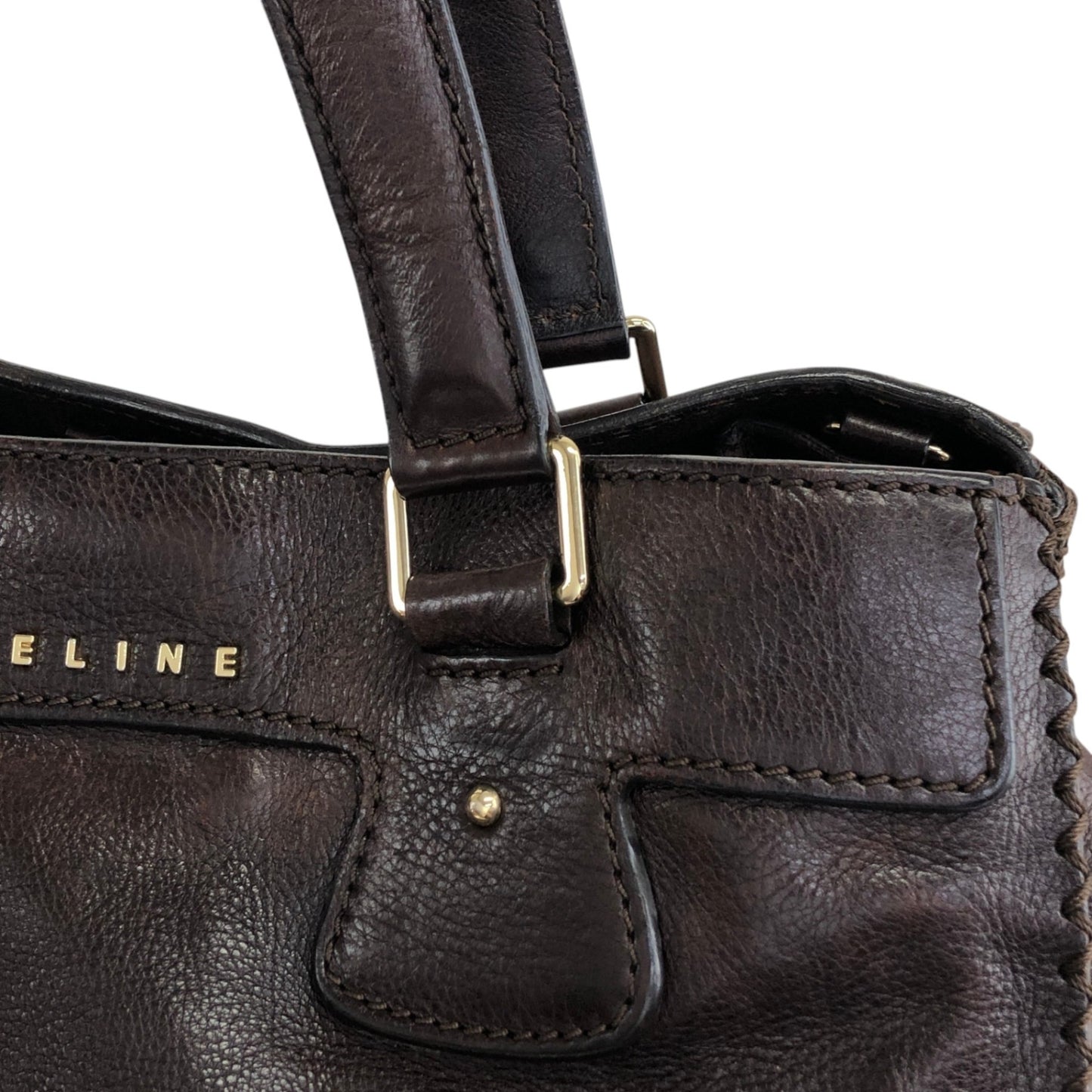 CELINE Horse Carriage Charm Handbag Brown Vintage tmv6c2
