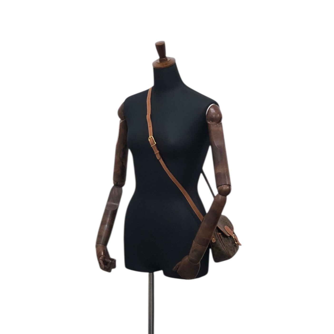 CELINE Macadam Blason Front Buckle Shoulder bag Brown Vintage nunsei