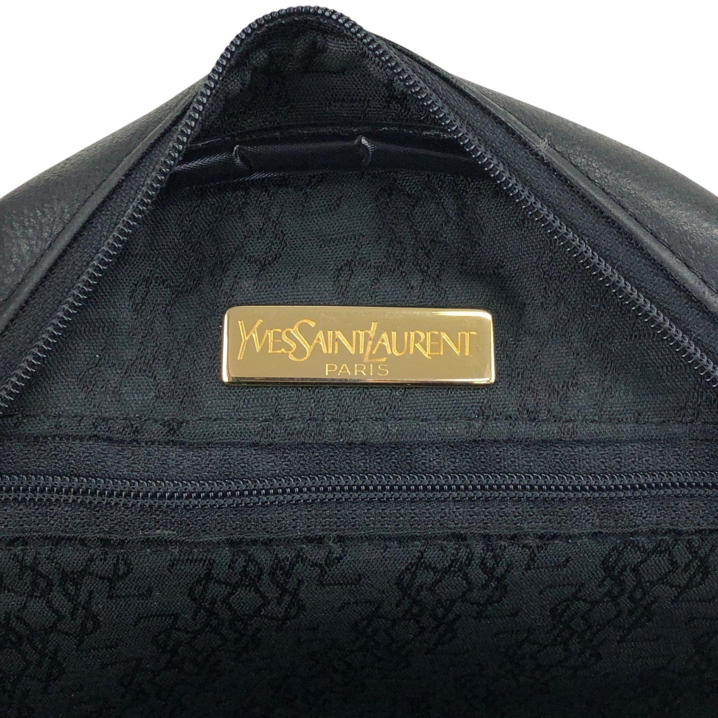 Yves Saint Laurent YSL Logo Stitch Shoulder bag Black Vintage n8ts56