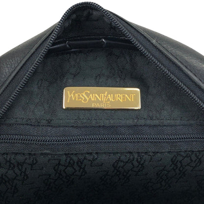 Yves Saint Laurent YSL Logo Stitch Shoulder bag Black Vintage n8ts56