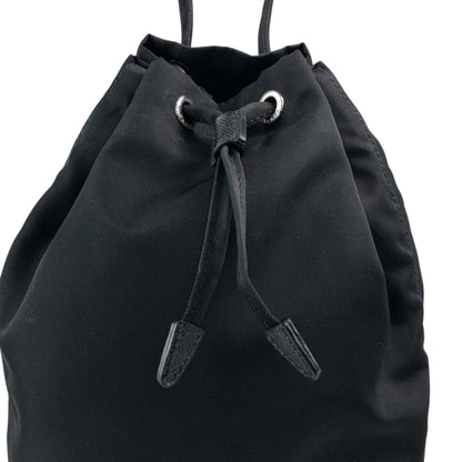 PRADA Tessuto Triangle Logo Drawstring Small Handbag Black Vintage dr5b28