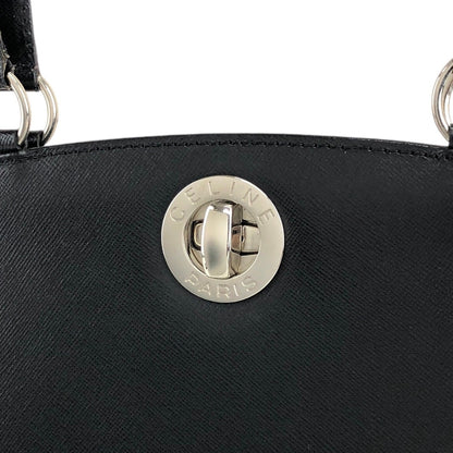 CELINE Turn Lock Shoulder bag Totebag Black Vintage 2sy82b