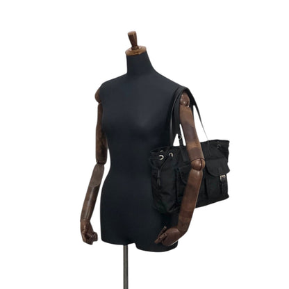 PRADA Tessuto Triangle Logo Double Pocket Totebag Black Vintage pbxxz8