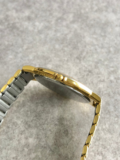Yves Saint Laurent YSL Logo Quartz Watch Silver×Gold 4620-E62267Y Vintage ehmzr7
