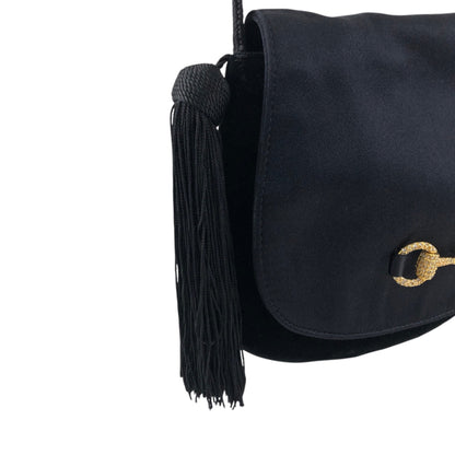 GUCCI Horse Bit Tassel Shoulder bag Black Vintage xvctcj