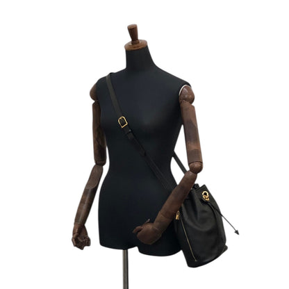 CELINE Toggle Clasp Drawstring Shoulder bag Black Vintage mgyxeh
