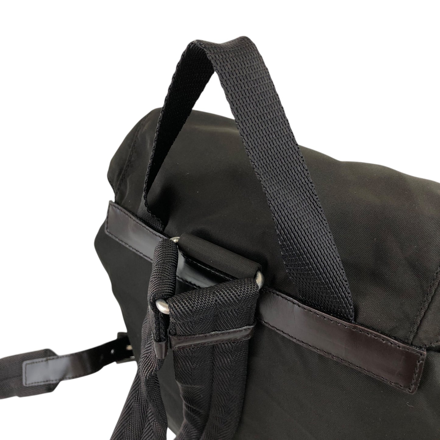 PRADA Triangle Logo Double Pocket Backpack Brown Vintage 65znig