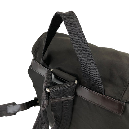 PRADA Triangle Logo Double Pocket Backpack Brown Vintage 65znig