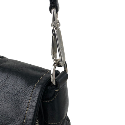 PRADA Triangle Logo Double Pocket Shoulder bag Black Vintage 5hm2yf