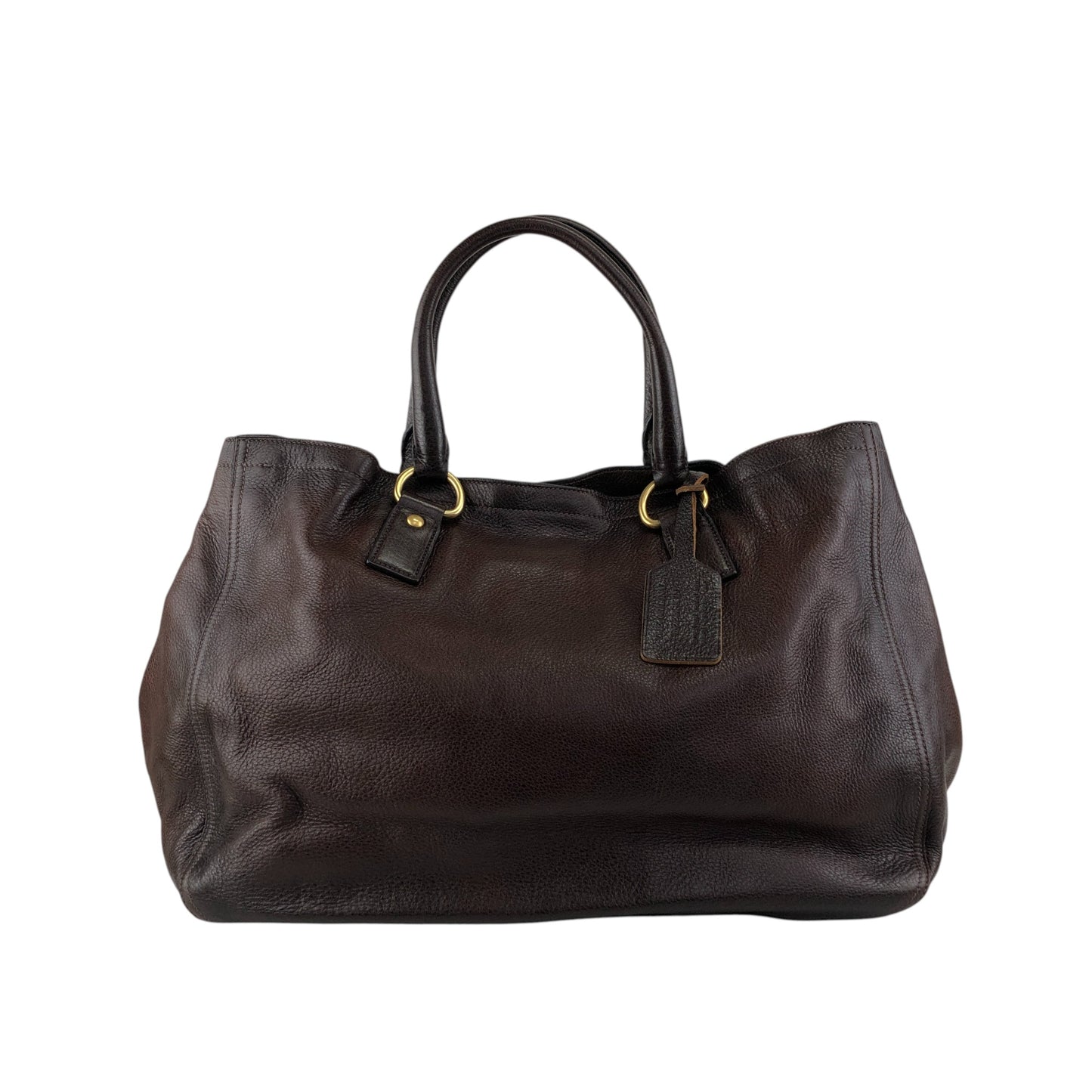 PRADA Logo Two-way Handbag Shoulder bag Brown Vintage ujn2cg