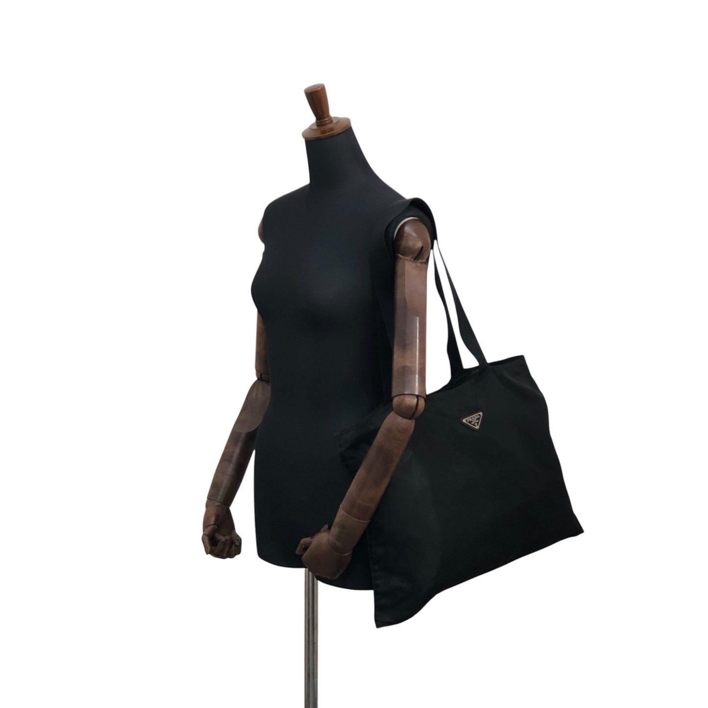 PRADA Tessuto Triangle Logo Totebag Black Vintage 4zvity