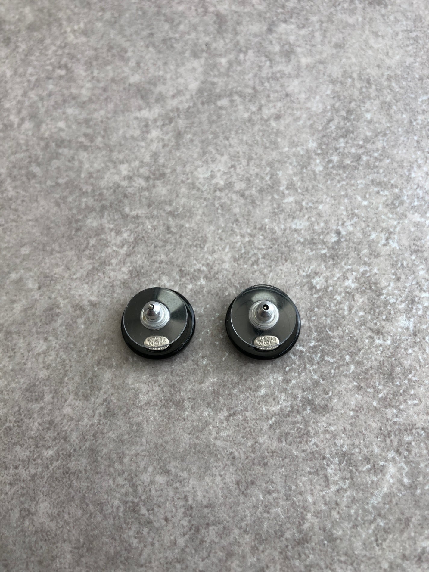 CHANEL Coco Mark Rhinestone Pierced Black Vintage wejixm